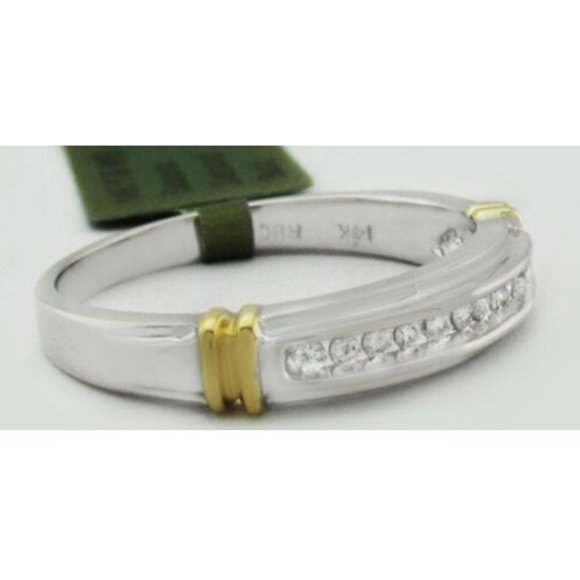 14k Two Tone Gold Genuine Diamonds 0.25ct Channel Set  GENUINE 0.25 Cts DIAMONDS BAND RING 14K TWO TONE GOLD